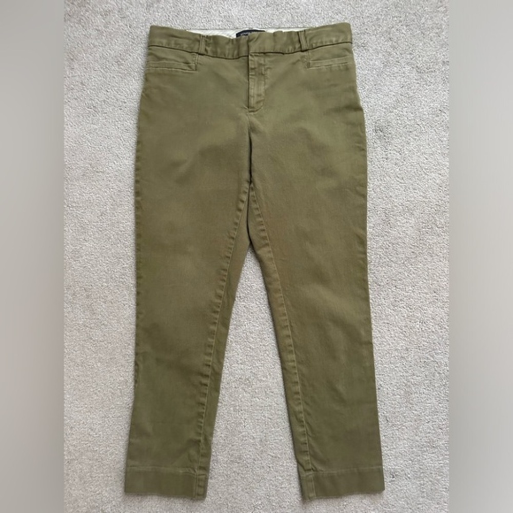 Banana Republic Sloan Slim Fit Pants Olive Green Women 4S Cropped Trousers